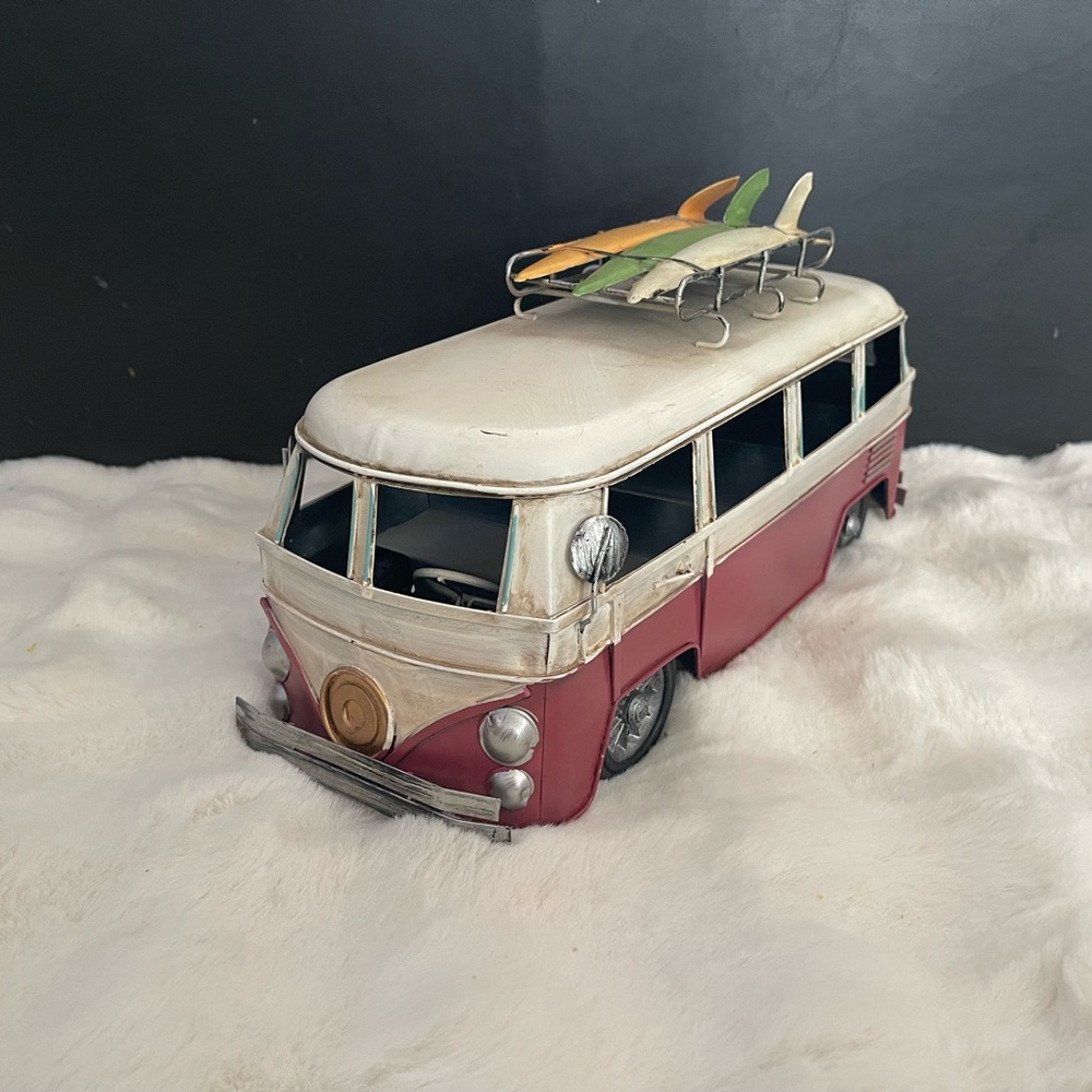 Vintage-Style Metal Van Decor Model | Surf-Themed Display